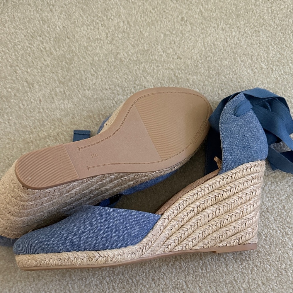 Denim Blue Espadrille Wedges